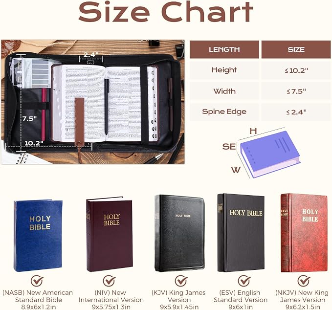 XKDOUS 20 Pcs Leather Bible Cover Case Kit Men's Bible Bag with Tabs, Pens, Study Supplies Portable Carrier Church Book Holder Christian Gift Father Day for Dad, Mom, Men, Women