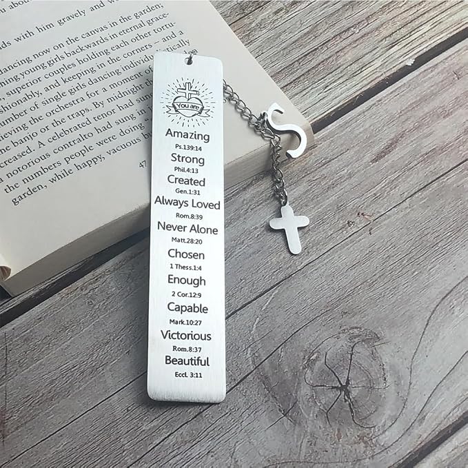 Bible Bookmark for Women Book Lovers Sister Christian Book Marker Gifts for Reader Teens Girls Baptism Birthday Christmas Gift for Coworker Students Bookish Easter Gifts (Silver-S)