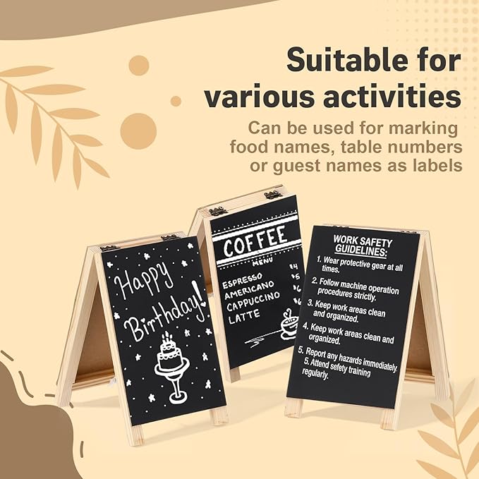 3 Pcs Mini Chalkboard Easel Signs 4.5" x 7.5" Tabletop Chalkboard Sign Double Sided Display Comes with Chalk and Blackboard Eraser for Bar Wedding Parties Home Decor Restaurant Menu