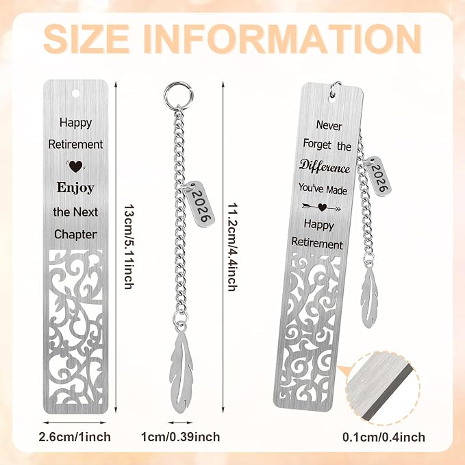 Retirement Gifts for Women 2026 Coworker Retirement Bookmarks for Women Men Book Lovers Farewell Going Away Goodbye Appreciation Retirement Gifts for Retired Teacher Nurse Colleagues(2Pcs Metal)