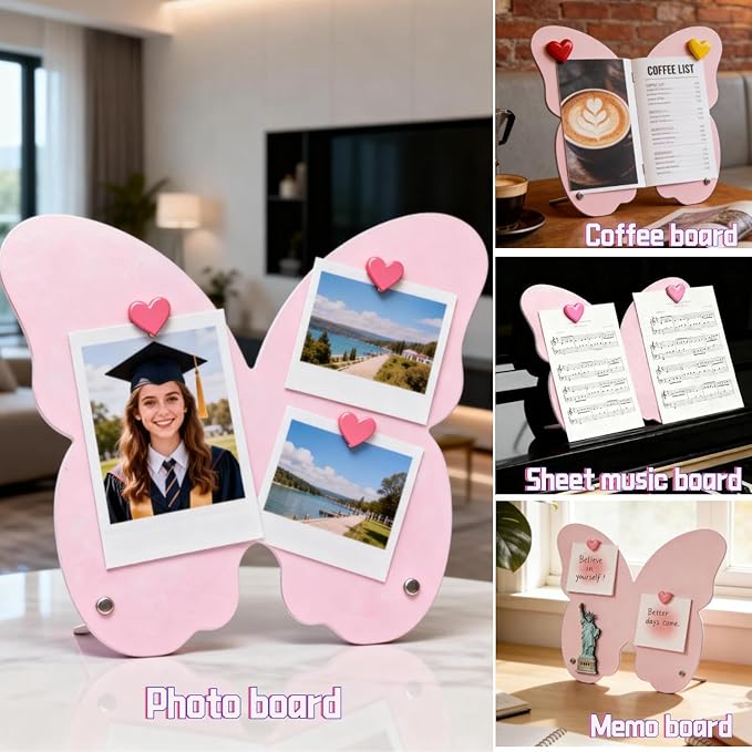 2 Pcs Magnetic Board, Magnet Message Board, 10.6"x8.2" Metal Magnetic Bulletin Board with 50 memo Sheets and 8 Magnets, Magnet Display for Home, School, Kitchen, Office(Butterfly, Blue)
