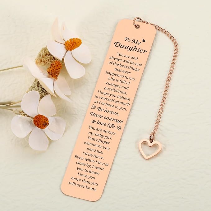 Daughter Bookmark, Dorm Room Essentials for Women, 5th 6th Graduation Daughters Gift from Mom Dad, Sweet 16 18 Gifts for Daughters, Graduation Gifts for College Girls Cute Stuff