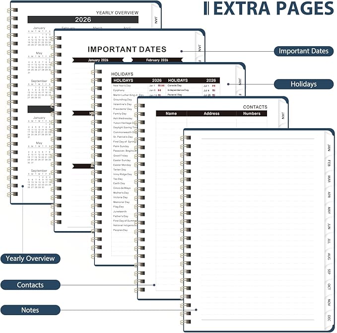 2026 Planner, Weekly and Monthly Calendar Planning Agenda, Jan 2026 - Dec 2026, Academic Planner Book, Desk Accessories and Office Supplies for women & men - A5 (6.3'' x 8.5'')