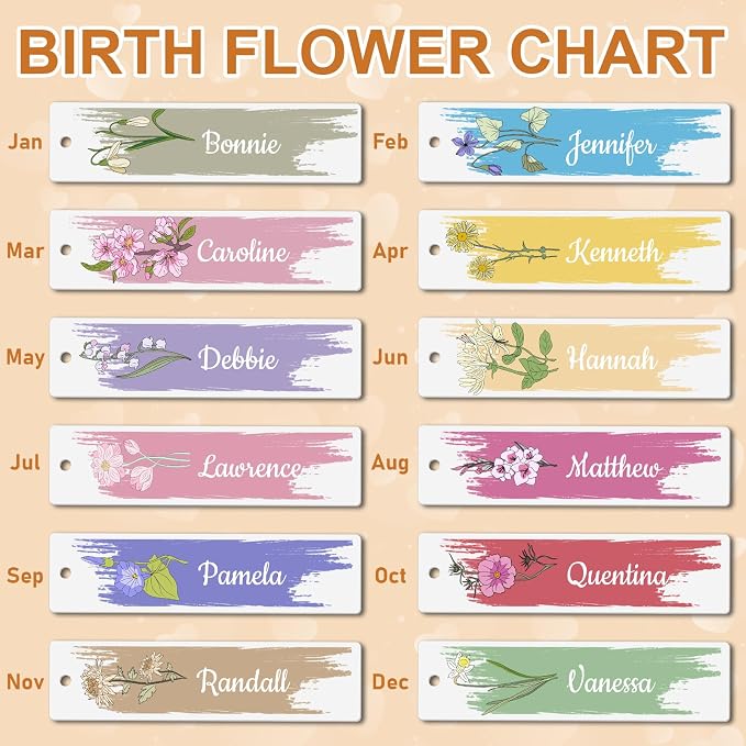 Personalized Birth Flower Bookmark for Women Custom Name Bookmarks with Tassels Customized Book Marks for Reading Women Birthday Gifts for Daughter Bookmarks Gifts for Book Lover, Teacher, Children
