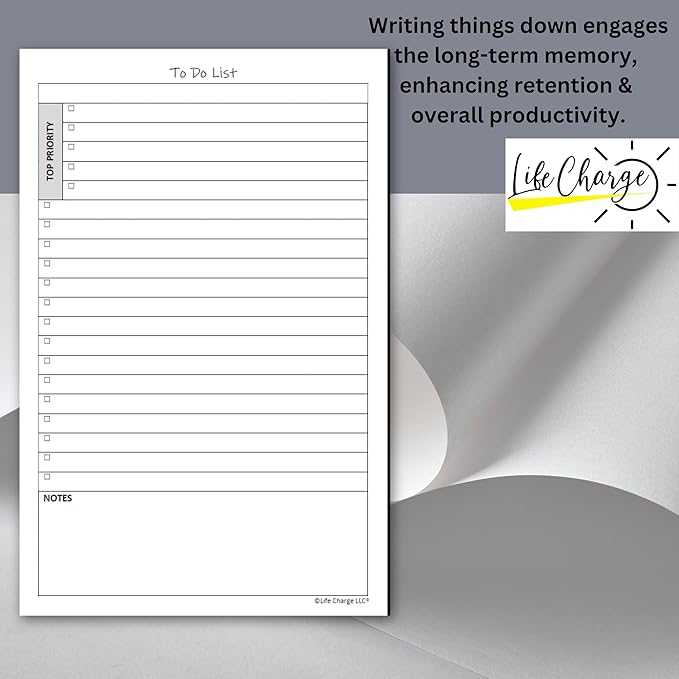 To Do List Planner Notepads, 2 Pack, 50 Pages Each (100 Total), Undated ToDo Checklist with Priority & Notes Sections, Daily Task Organizer for Work, Projects & Home, 8.5 x 5.5 Half Letter, Portrait – Life Charge
