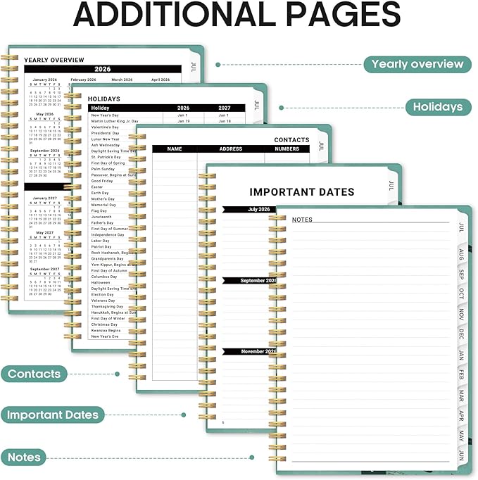 Planner 2026-2027, Academic Year Monthly and Weekly Calendar Planner, Jul 2026 - Jun 2027, Hardcover Teacher Student Planning Agenda book with Tabs, Perfect for School Office Supplies, 6.3" x 8.5" - Depths Whale