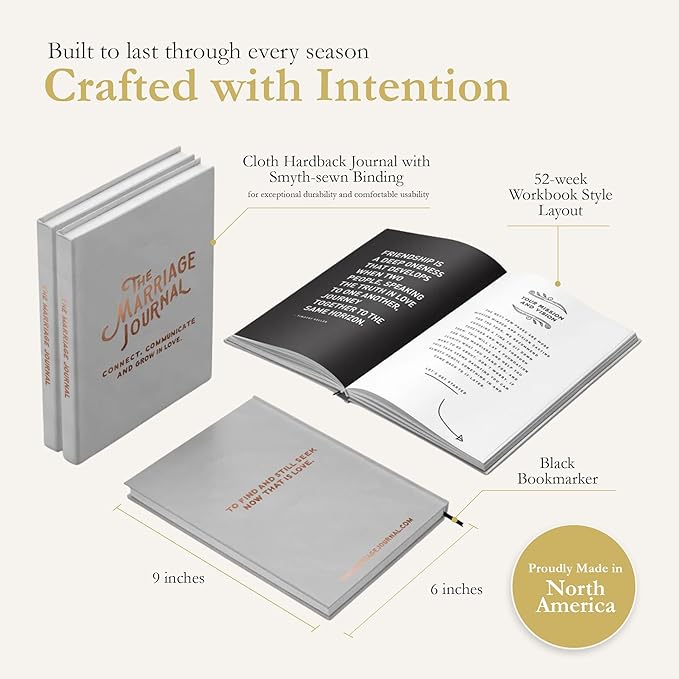 The Marriage Journal - Couples Journal with 52-Week Devotionals & Guided Prompts to Strengthen Communication, Emotional Intimacy & Faith - Gift for Engaged & Married Couples