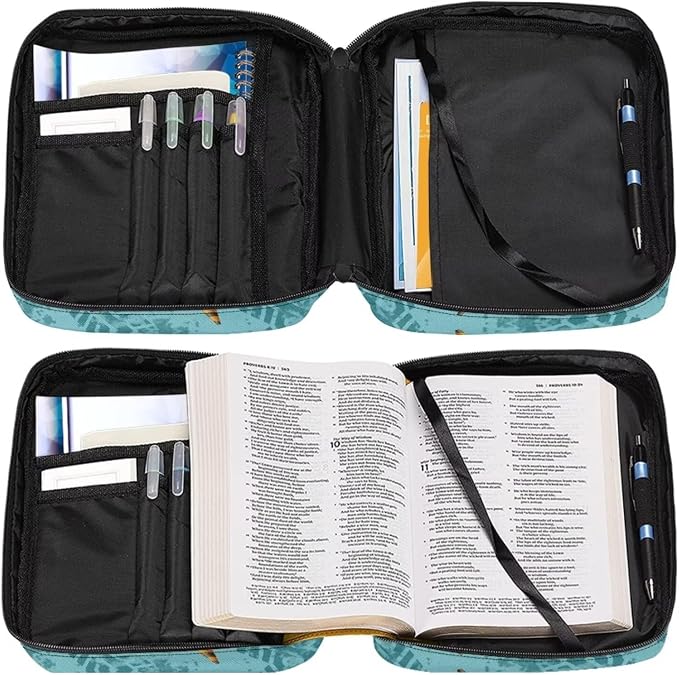 Coldinair Cool Tractor Bible Covers Bag for Kids Teen,Cool Carrying Book Case Church Bag Bible Holder with Handle and Zippered Pocket,Blue