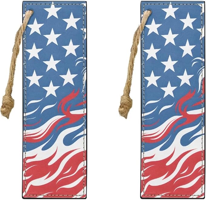 Patriotic American Flag Bookmarks for Women Book Lover Bookish Book Marker with String for Bookworms, Cool Bookmarks for Adults Kids