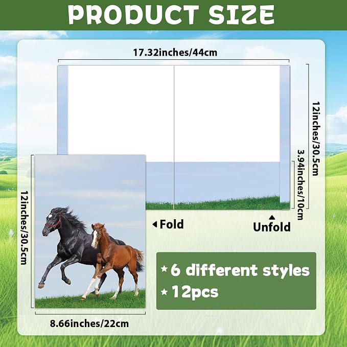Horse Decorative File Folder Set Horse 2-Pocket Folder Set 6 Designs Laminated Folder for Teachers Students School Office Supplies Animal Pocket Homework Folders Bulk for Kids 12 Count 8.6in x 11.8in