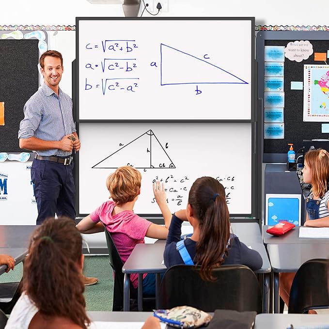 Double-Sided White Board on Wheels, 48x60 Inch (4'x5') Large Magnetic Mobile Dry Erase Board, Height Adjustable Stand Rolling Whiteboard for Office, Classroom, Home School Use, Black