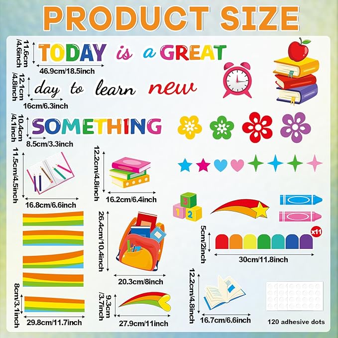 gisgfim Welcome Back to School Bulletin Board Decorations Set Motivational Learn Something New Classroom Colorful Rainbow Paper Cutouts Bulletin Board Decor for Nursery Door Teachers Chalkboard Wall