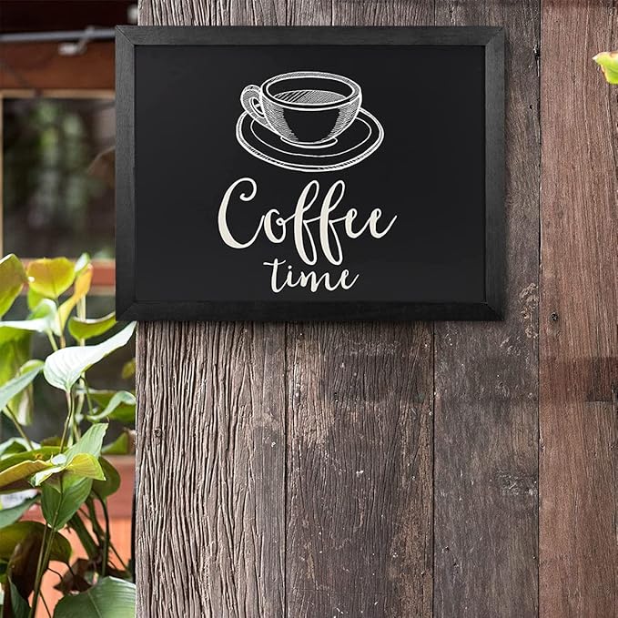 TORASO Chalkboard, Wood Frame Magnetic Chalkboard Sign, Black Wood Framed Chalk Board for Wedding, Kitchen, Bar, Restaurant, Menu & Home Decor, Hanging Chalkboards, 11.8" x 15.7"(BK-3040)