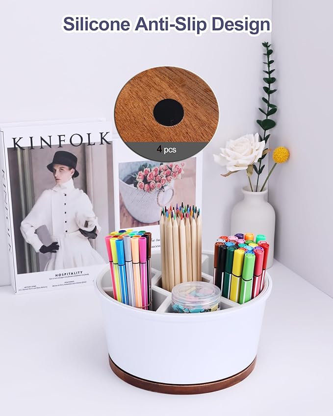 Marker Organizer For 300 Markers, 360° Rotating Art Supply Storage Organizer, Pen Holder For Desk School Home Black & Grey