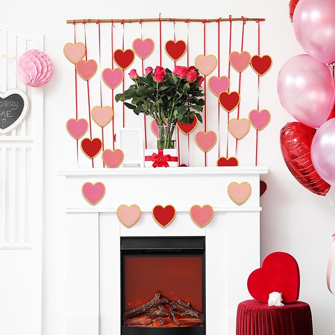 Whaline 48Pcs Large Valentine's Day Cutouts Paper Cutting 5.5inches Red Pink Heart Shaped Cut-Outs with Gold Edge for Wedding Anniversary Valentine Party Supplies DIY Crafts