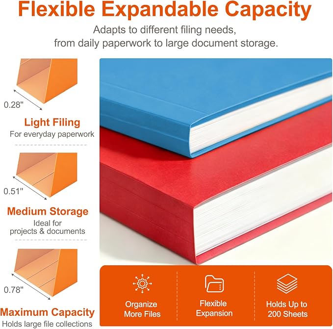Colored File Folders Letter Size, 18 Pack Rainbow File Folders with 1/3 Cut Tabs, Expandable Manila Folders for Office, School & Home Organization, Fits 8.5” x 11” Documents