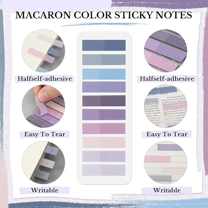 Spakon 7 Pcs Book Lovers Gifts for Readers Bookish Book Annotation Kit Aesthetic Pastel Highlighters No Bleed Gel Pens Reading Tabs Bookmark for Women Library Student Bible(Purple Series)