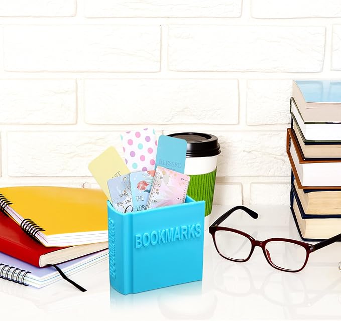Honeydak 3D Printed Book Shaped Bookmark Holder Book Lover Gift Bookish Accessory Office Desk Supplies Funny Bookmark Accessories End of Year Gift for Teacher(Blue)