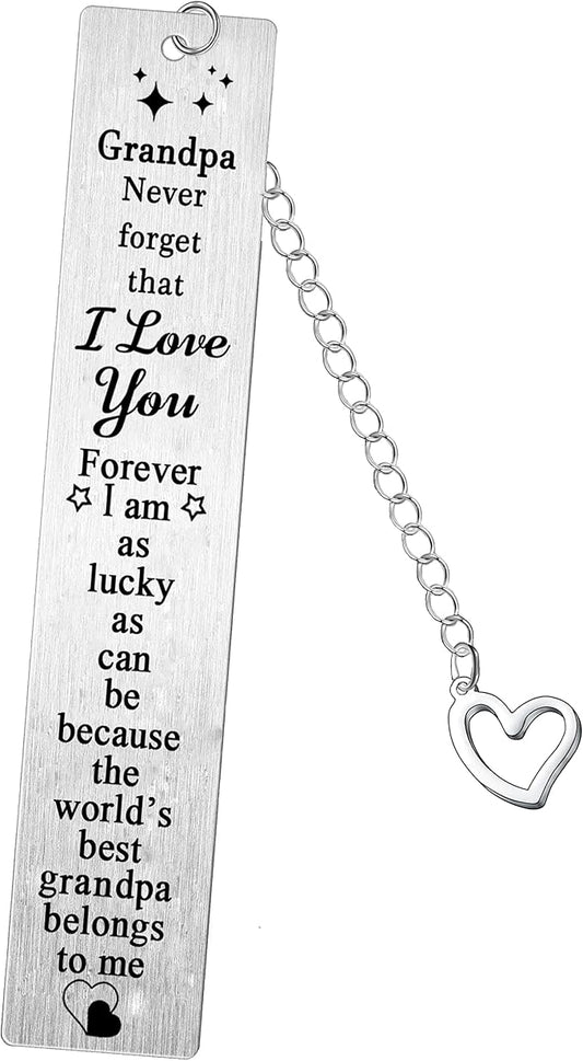 Grandpa Granddaughter Grandson Metal Bookmark Gift for Fathers Day Birthday Thank You
