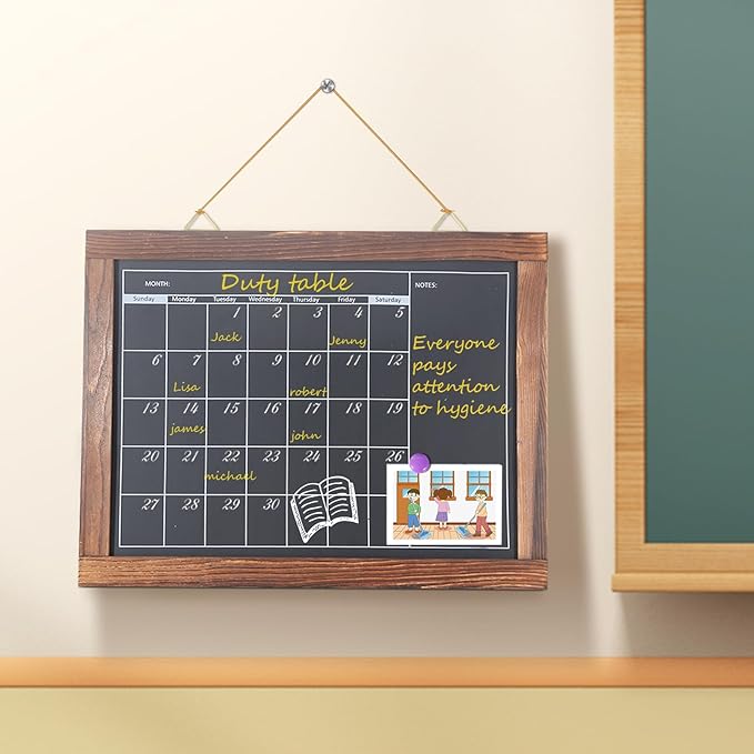KOOLDE Chalkboard Calendar Magnetic Board Monthly Planning Board for Kitchen Wall, Reusable Planner Chart for Family Blackboard Calendar for Record Daily Tasks List 12'' x 16''
