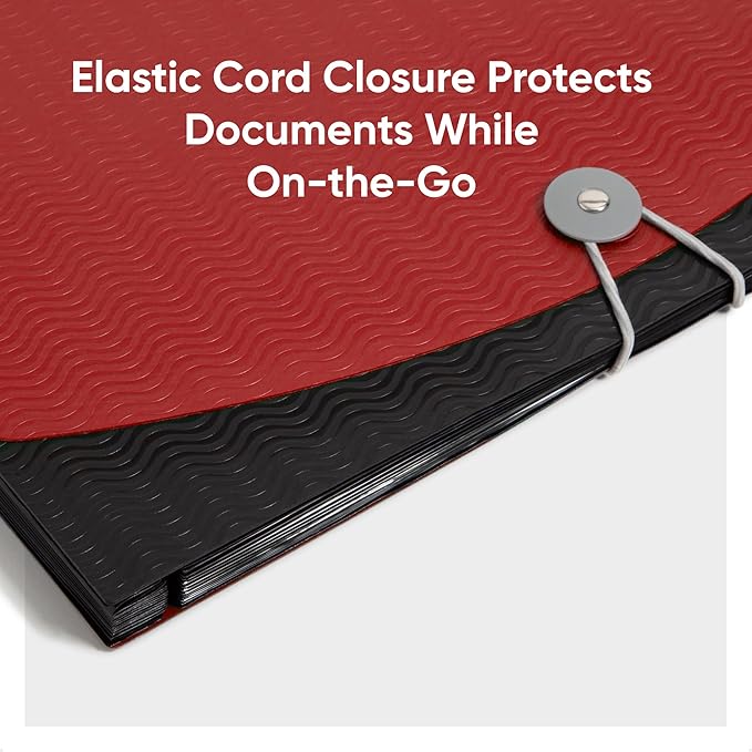 Smead Poly Frequency Expandable File Folders Letter Size, 12 Pockets, Flap & Cord Closure, Red/Black (70866) (Pack of 12)