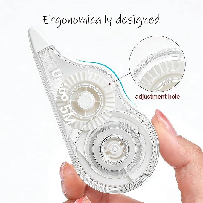 Unjoo White Correction Tape, Fast Clean and Easy to Use Tear-Resistant Tape, For school Supplies, Office (12pack, White, 5M/196, Tape Width 0.2in)