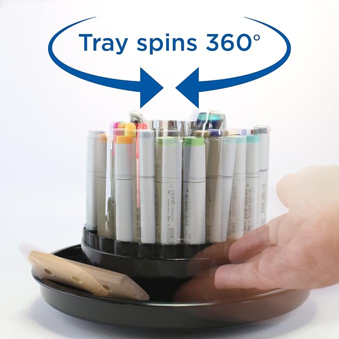 ALVIN, Spin-O-Tray, 9893-2, Rotating Desktop Receptacle, Art, Drafting, and Design Storage Tool, Great for Students, Hobbyists, and Professionals Alike - Black