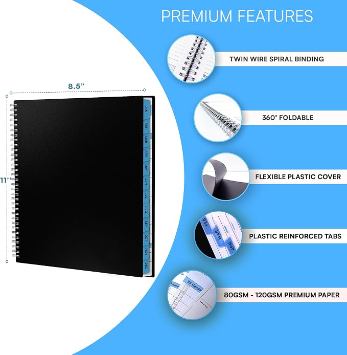 Ensight 2026 Appointment Book and Planner 8.5" x 11" Large Hourly Weekly Daily Schedule Book with Tabs, 15 Minute Time Slots, Blue Calendar Organizer Jan 2026–Dec 2026 Appointment Planner - Blue