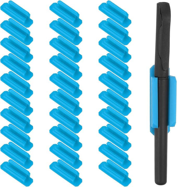 PATIKIL Pen Holder for Desk, 30 Pack Adhesive Pencil Holders Silicone Pencil Holder for Classroom Office Accessories Teacher Supplies, Blue