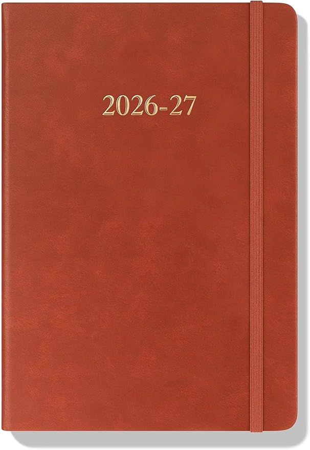 Wykeham's Executive 2026-27 Daily Journal Planner – Customization Available – Mid-Year Academic Diary (Brown, 8.5"×5.5")