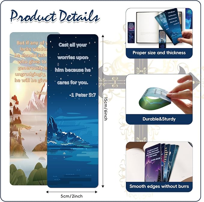 100 Pcs Christian Bible Verse Bookmarks with Full Scripture: 20 Styles, Religious Motivational for Any Occasion Bulk Christian Gifts for Women