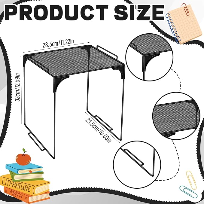 Locker Organizer Shelf Black Stackable Extra Locker Shelf Storage Cabinet Accessories for Back to School Office Home Gym Supplies