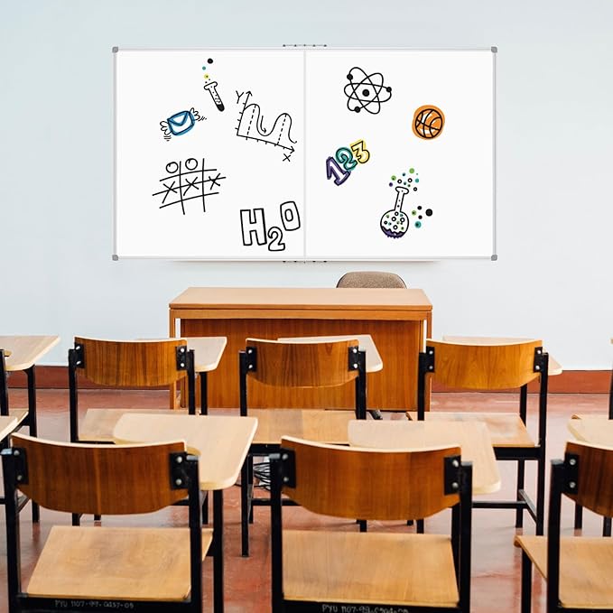 Lockways Large Magnetic Dry Erase Board 72" x 40", Foldable Wall Mounted Whiteboard| White Board with Pen Tray for Business,Team,Home Office,Home Education and School Classroom