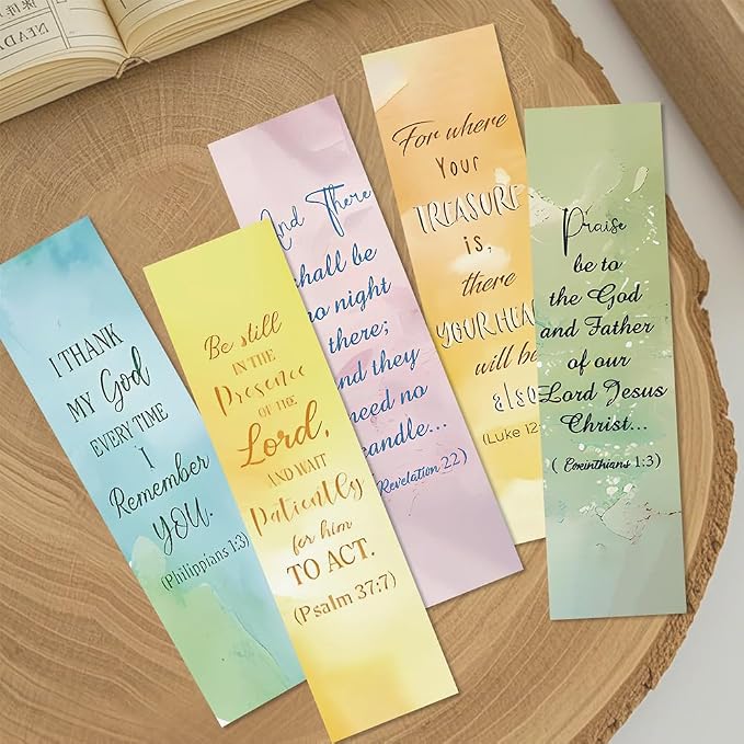 30Pcs Motivational Bible Verses Bookmarks |Inspirational Christian Watercolour Page-Markers for Kids Students Teens Adults and Reading Lovers as School Church Christmas Easter Gift