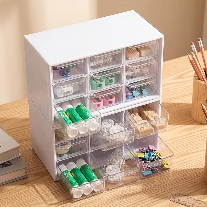 SiliFine 2 Pcs Small Teacher Toolbox Organizer for Classroom Organization for Teachers Desk Organizer with Drawers Clear Teacher Storage Box for Back to School Classroom Teachers Supplies Storage