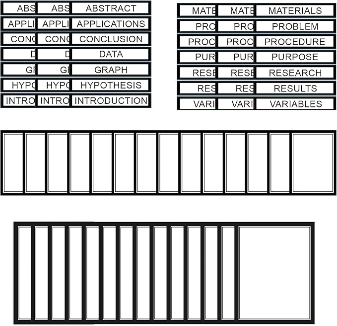 HAUTOCO 34 Sheets Science Fair Display Boards Supplies 28 Self Adhesive Presentation Subtitles 6 Project Titles Science Fair Board Sticker for School Office, Black