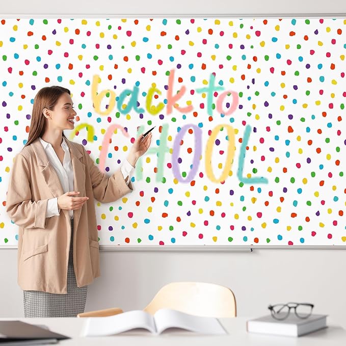 JarThenaAMCS Colorful Polka Dots Bulletin Board Roll Waterproof Erasable Bulletin Board Paper Roll for DIY Craft Drawing Painting Office Classroom Wall Decoration, 17 in x 32.8 Ft