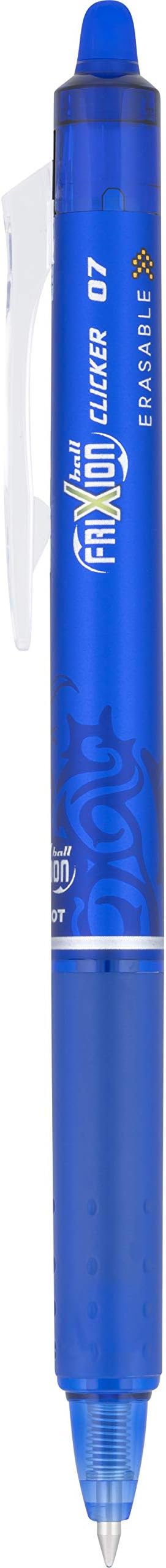 Pilot FriXion Clicker Erasable Gel Pens, Fine Point (0.7mm), Blue Ink, 6-Pack - Refillable, Smooth Writing Pens for School, Journaling, and Office Use