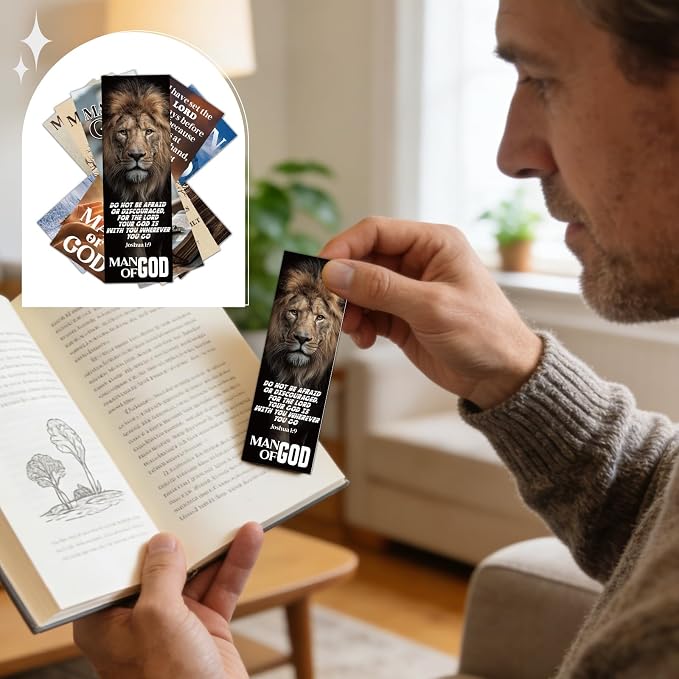 Wxiben Man of God Bookmarks Gifts - 100 Pcs Father's Day Christian Paper Bookmarks Scripture Inspirational Religious Book Page Marker Clip Prayer Gift for Men Dad Book Lovers Church Reading Supplies