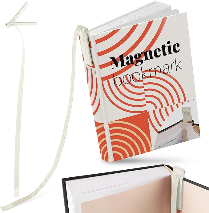 Superior Essentials Magnetic Bookmark-Genuine Leather, Single Long Ribbon Bible Bookmark for Book Lovers-Amplify Your Love for Books with Our Elegant Ribbon Page Marker (White, 3PC)