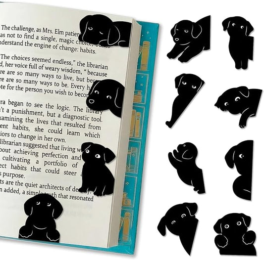 12Pcs Magnetic Dog Bookmarks – Cute Black Lab Puppy Book Markers for Dog Lovers, Dog Mom Gifts for Women, Bookish Gifts for Book Lovers, Page Markers for Reading Journal Planner