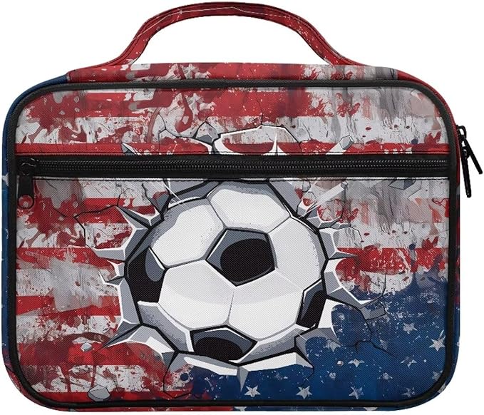 Soccer Ball US Flag Print Bible Covers for Women & Men, Bible Case and Organizer Bible Carrying Case with Zippered Pocket Bible Protective Bag