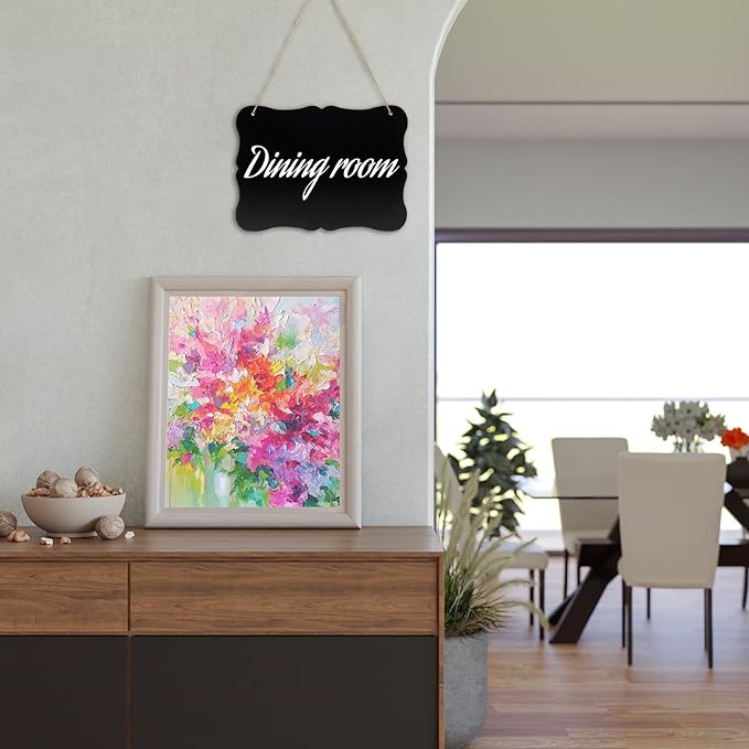 2 Pcs Chalk Board Hanging Sign, 7 X 9 in Double Sided Hanging Chalkboard Signs,Vintage Erasable Small Message Chalkboard Signs for Wedding Kitchen Office Retail Home Party Decoration