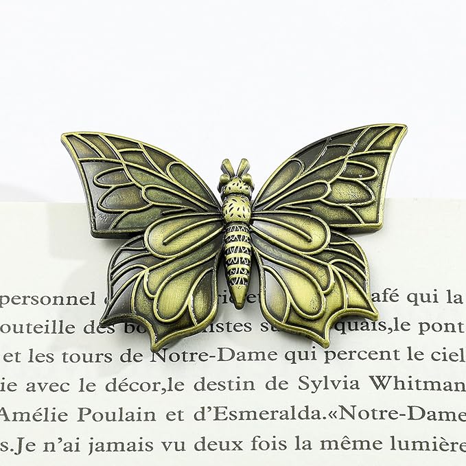 Bookmark,Metal Book Clip, Journal Clip, Book Page Holder Clip,Vintage Book Clips Butterfly, Hold Journal Open While Writing and Free Your Hands, Gifts for Book Lovers, Readers, Writers (Butterfly A)