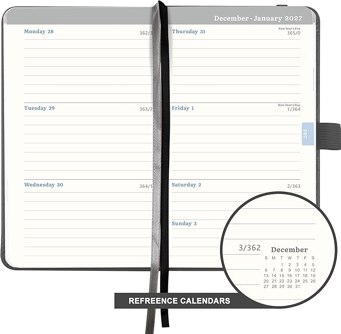 Pocket Calendar 2026-2027 - Pocket Calendar for Purse, Jul. 2026 to Jun. 2027, 6.4'' x 3.9'', Academic Planner Weekly and Monthly, with Elegant Leather