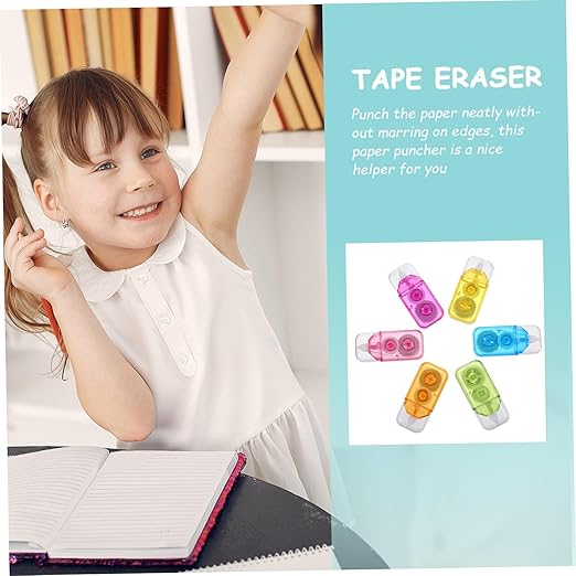 KALLORY 6Pcs Portable Correction Tape for Students Cute Rainbow Design Easy to Use Adhesive Correction Tapes for Classroom Supplies for Writing and Document Corrections