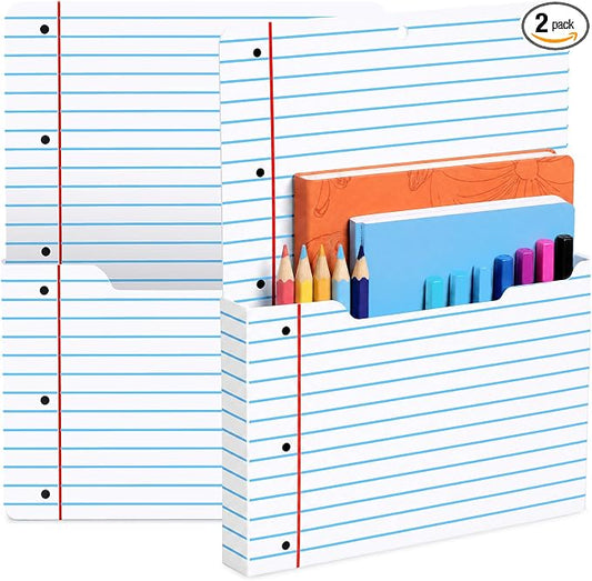 Gilprop 2 Pack 2 Pcs Composition Notebook Magnetic File Folder Holder Pocket File Organizer Classroom Decor Teacher Desk Accessories for Whiteboard Classroom Essential No Drilling (Notebook Lined)