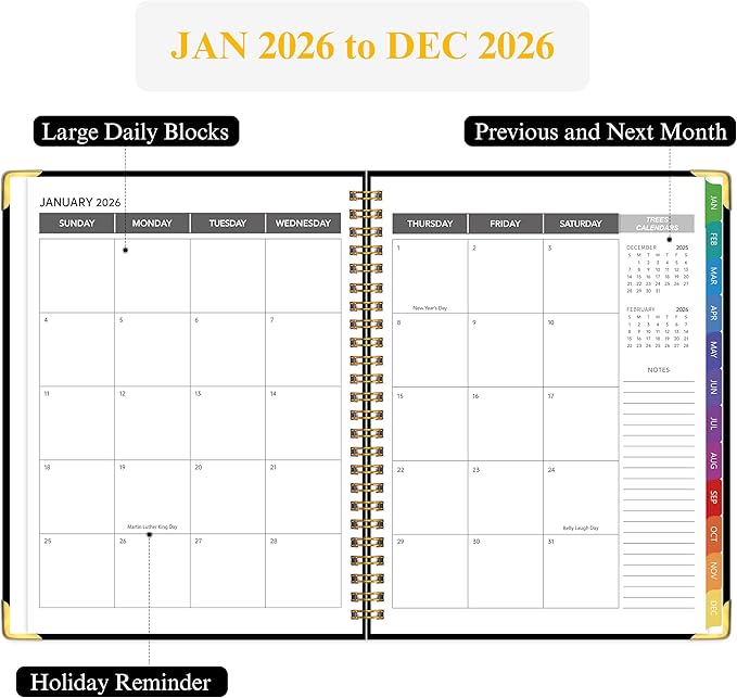 Appointment Book 2026 with Calendar Planner,Hardcover Weekly & Monthly Appointment Planner from Jan 2026-Dec 2026,Daily 7AM - 10 PM Hourly Schedule for Salon,Office, School,Doctor 9" x 11", Black