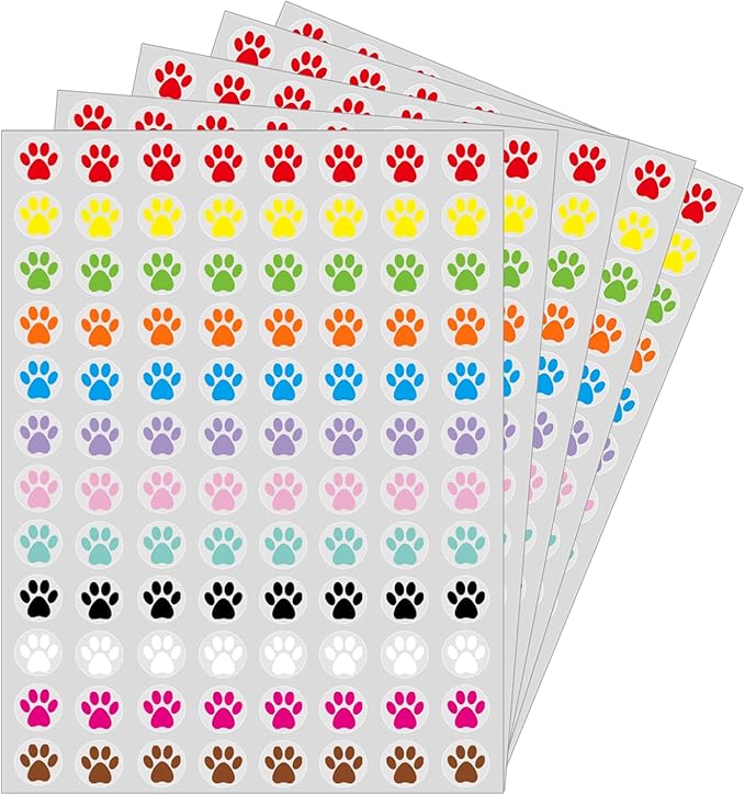 0.5 Inch Multicolor Paw Print Stickers,Self Adhesive for Scrapbooking/Kid DIY Arts Crafts/Reward Stickers Teachers Sticker