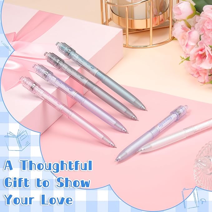 Crtiin 6 Pcs Fidget Spinner Pens for Adults Black Ink Gel Pens with Fidget Ball Stress Relief Pen Spinning Pen for Office Supplies Journaling (Cylinder,Clear)